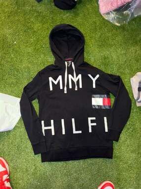 Tommy Hilfiger Sleepwear Men's Black Logo Graphic Pullover Hoodie